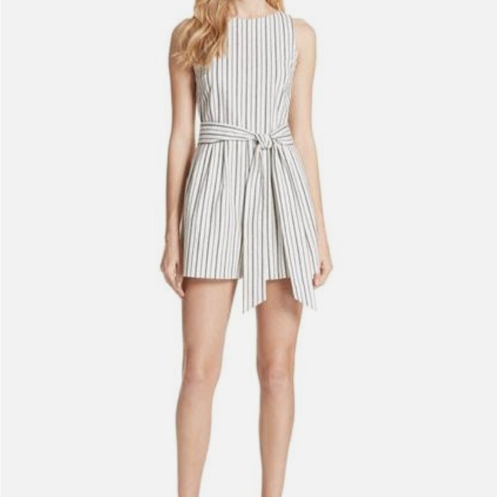 Alice + Olivia Romper Womens Small Melaine Stripe White Black $275 *See Descrip*